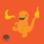  andy_weaver charmander fangs flame flat_color highres no_humans open_mouth orange_(color) orange_background pokemon pokemon_(creature) simple_background solo 
