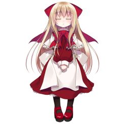  1girl apron black_socks blonde_hair capelet closed_eyes closed_mouth commentary_request crote doll dress facing_viewer fairy_wings full_body hair_ribbon large_variant_set long_sidelocks long_sleeves puffy_long_sleeves puffy_sleeves red_dress red_ribbon red_shoes ribbon shanghai_doll shoes sidelocks simple_background socks solo tachi-e touhou transparent_background variant_set white_apron white_capelet wings 