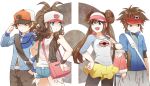  2boys 2girls azrain bag bare_shoulders baseball_cap blue_eyes brown_eyes brown_hair collarbone cutoffs denim denim_shorts double_bun female female_protagonist_(pokemon_bw2) hat kyouhei_(pokemon) legwear_under_shorts male male_protagonist_(pokemon_bw2) mei_(pokemon) multiple_boys multiple_girls pantyhose pokemon pokemon_(game) pokemon_bw pokemon_bw2 ponytail raglan_sleeves shorts skirt symmetry touko_(pokemon) touya_(pokemon) twintails vest visor_cap 