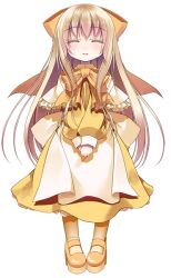  1girl apron blonde_hair capelet closed_eyes closed_mouth commentary_request crote doll dress facing_viewer full_body hair_ribbon large_variant_set long_sidelocks long_sleeves neck_ribbon orange_ribbon puffy_long_sleeves puffy_sleeves ribbon shanghai_doll shoes sidelocks simple_background smile socks solo tachi-e touhou transparent_background variant_set white_capelet yellow_dress yellow_shoes yellow_socks 