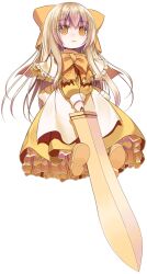  1girl apron blonde_hair capelet closed_mouth commentary_request crote doll dress full_body hair_ribbon holding holding_sword holding_weapon large_variant_set long_sidelocks long_sleeves neck_ribbon orange_ribbon puffy_long_sleeves puffy_sleeves ribbon shanghai_doll shoes sidelocks simple_background solo sword tachi-e touhou transparent_background variant_set weapon white_capelet yellow_dress yellow_eyes yellow_shoes 