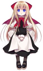  1girl apron black_dress black_shoes blonde_hair blue_eyes capelet commentary_request crote doll dress full_body grey_socks hair_ribbon large_variant_set long_sidelocks long_sleeves neck_ribbon puffy_long_sleeves puffy_sleeves red_ribbon ribbon shanghai_doll shoes sidelocks simple_background socks solo tachi-e touhou transparent_background variant_set white_apron white_capelet 