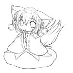  absurdres animal_ears hat highres inubashiri_momiji japanese_clothes lineart looking_at_viewer miko monochrome short_hair solo tail tokin_hat touhou transparent_background wolf_ears wolf_tail yume_shokunin 