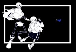  2022 2boys 2d anaizzzen armor black_background black_shorts blue_soul_(undertale) bone boots brothers cape commentary digital_media drawstring duo dynamic_pose english_commentary full_body gloves heart height_difference high_contrast highres holding holding_bone hollow_eyes hood hood_down hooded_jacket humanoid inset_border jacket long_sleeves male male_focus male_only monochrome monster monster_boy multiple_boys open_clothes open_jacket papyrus_(undertale) sans_(undertale) shirt shorts siblings simple_background single_vertical_stripe skeleton slippers socks striped_shorts teeth undead undertale utdr_(toby_fox) vertical-striped_clothes vertical-striped_shorts white_shirt white_stripes 
