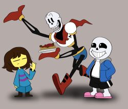  1other 2020 2boys 2d ambiguous_gender ankle_boots armor black_shorts blue_jacket blue_shirt blue_shorts boots brothers brown_background brown_boots brown_hair child digital_media double_horizontal_stripe fanamation food frisk_(undertale) full_body gloves grey_hood hand_up hands_in_pockets height_difference highres holding holding_food holding_plate hood hood_down hooded_jacket horizontal-striped_clothes human humanoid jacket long_sleeves male monster monster_boy multiple_boys open_clothes open_jacket papyrus_(undertale) pasta pink_slippers pink_stripes plate red_boots red_gloves red_scarf sans_(undertale) scarf shadow shirt short_hair shorts siblings simple_background single_vertical_stripe skeleton slippers socks spaghetti standing striped_clothes striped_shirt striped_shorts teeth trio two-tone_shirt undead undertale utdr_(toby_fox) vertical-striped_clothes vertical-striped_shorts white_armor white_shirt white_socks white_stripes 