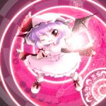  chibi highres looking_at_viewer magic_circle moon_phases open_mouth purple_hair remilia_scarlet short_hair smile solo touhou wings yume_shokunin 
