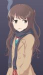  brown_eyes brown_hair cigarette coat hands_in_pockets idolmaster idolmaster_cinderella_girls long_hair scarf shimamura_uzuki smile smoking solo tomason 