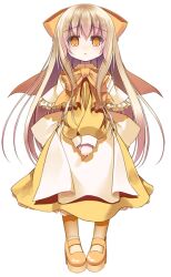  1girl apron blonde_hair capelet closed_mouth commentary_request crote doll dress full_body hair_ribbon large_variant_set long_sidelocks long_sleeves looking_at_viewer neck_ribbon orange_ribbon puffy_long_sleeves puffy_sleeves ribbon shanghai_doll shoes sidelocks simple_background socks solo tachi-e touhou transparent_background variant_set white_capelet yellow_dress yellow_eyes yellow_shoes yellow_socks 