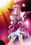  absurdres chu_x_chu_idol chu_x_chu_idol_2 chua_churam frills gloves guitar hair_ornament hair_over_one_eye highres instrument long_hair microphone microphone_stand official_art ozawa_akifumi pink_hair red_eyes scan solo stage stage_lights very_long_hair white_gloves 