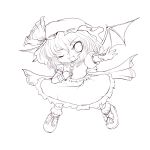  absurdres chibi highres looking_at_viewer monochrome remilia_scarlet short_hair smile solo touhou transparent_background wings yume_shokunin 