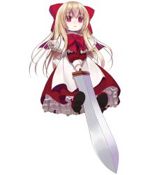  1girl apron blonde_hair capelet commentary_request crote doll dress fairy_wings full_body hair_ribbon holding holding_sword holding_weapon large_variant_set long_sidelocks long_sleeves puffy_long_sleeves puffy_sleeves red_dress red_eyes red_ribbon red_shoes ribbon shanghai_doll shoes sidelocks simple_background solo sword tachi-e touhou transparent_background variant_set weapon white_apron white_capelet wings 
