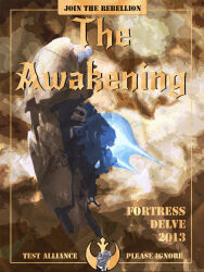  amarr_empire_(eve_online) attack_ship_(eve_online) battlecruiser_(eve_online) brown_theme commentary dated davio911 english_commentary english_text eve_online flying highres logo military_vehicle no_humans oracle_(eve_online) poster_(medium) propaganda science_fiction spacecraft test_alliance_please_ignore_(eve_online) vehicle_focus viziam_(eve_online) 