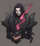  armor berserker_(fate/zero) fate/zero fate_(series) grey_background headwear_removed helmet helmet_removed kiyo_qjq kujou_kiyo long_hair male purple_hair solo 