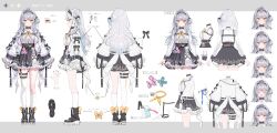  1girl absurdres asymmetrical_legwear belt black_boots black_hairband boots center_frills closed_mouth collared_shirt commentary_request frills full_body ginjo_saine grey_hair hairband highres kneehighs long_hair long_sleeves looking_at_viewer momoko_(momopoco) neckerchief o-ring o-ring_thigh_strap official_art reference_sheet second-party_source shirt simple_background skirt smile socks spiked_hairband spikes standing thigh-highs thigh_belt thigh_strap transparent_background uneven_legwear virtual_youtuber vspo! white_shirt white_socks white_thighhighs yellow_eyes yellow_neckerchief 