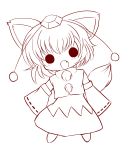  absurdres animal_ears chibi fang highres inubashiri_momiji lineart looking_at_viewer monochrome open_mouth short_hair solid_circle_eyes solo tail touhou transparent_background wolf_ears wolf_tail yume_shokunin 