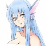  blue_hair emil_chronicle_online face grey_eyes head_fins lintanghaseo lips long_hair looking_at_viewer portrait sketch solo white_background 