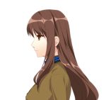  brown_eyes brown_hair fate/extra fate_(series) female_protagonist_(fate/extra) long_hair pesu_(penpen) profile school_uniform simple_background solo white_background 