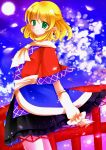  arm_warmers blonde_hair dress flower green_eyes highres juemid_luna mizuhashi_parsee pointy_ears scarf solo touhou 