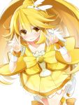  blonde_hair boots breasts choker cleavage collarbone cure_peace double_v dress hair_ornament highres kazu_kakao kise_yayoi magical_girl precure smile_precure! solo tears v yellow_eyes 