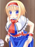  alice_margatroid anni_minto blonde_hair blue_eyes blush capelet hairband highres neckerchief panties panty_pull restroom short_hair skirt solo toilet_paper touhou underwear wrist_cuffs 