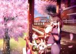  animal_ears cherry_blossoms japanese_clothes jebura petals tree 