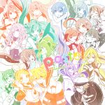  6+girls colorful cul earmuffs gumi hatsune_miku headphones ia_(vocaloid) kaai_yuki kagamine_len kagamine_rin kaito kamui_gakupo lily_(vocaloid) looking_at_viewer megurine_luka meiko multiple_boys multiple_girls nekomura_iroha oliver_(vocaloid) ryuuto_(vocaloid) sf-a2_miki smile tama_(songe) utatane_piko vocaloid 