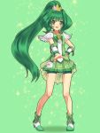  bike_shorts boots choker cure_march dress green green_dress green_eyes green_hair highres long_hair magical_girl midorikawa_nao open_mouth ponytail precure shorts_under_skirt skirt smile smile_precure! solo tiara touboku tri_tails very_long_hair wrist_cuffs 