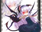  albino animal_ears black_dress brown_eyes claws dexp dress elsword eve_(elsword) frills gothic_lolita hairband heterochromia kemonomimi_mode lolita_fashion red_eyes solo white_hair wolf_ears 