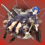 chain chains ciel closed_eyes daisy eyes_closed flower habit highres miruhito_(sakiomiruhito) seventh_holy_scripture short_hair skull torn_clothes tsukihime 