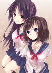  black_hair blue_eyes blush brown_eyes brown_hair long_hair multiple_girls onjouji_toki purple_hair red_eyes saki saki_achiga-hen school_uniform serafuku shimizudani_ryouka shimizudani_ryuuka short_hair skirt smile umehara_umeko 