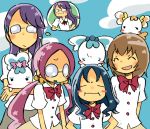  artist_request brown_hair chypre_(heartcatch_precure!) cloud clouds coffret_(heartcatch_precure!) glasses hanasaki_tsubomi heartcatch_precure! kurumi_erika long_hair myoudouin_itsuki pink_hair piyokinoko potpourri_(heartcatch_precure!) precure purple_hair ribbon school_uniform short_hair tsukikage_yuri twintails 