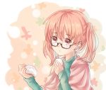  1girl bad_id food glasses inu_x_boku_ss leikangmin pink_eyes pink_hair roromiya_karuta solo twintails 