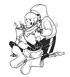  2019 2boys 2d armor arrow_(symbol) black_shorts boots brothers cape comic digital_media drawstring duo full_body gloves holding holding_notepad holding_pencil hollow_eyes hood hood_up hooded_jacket humanoid indian_style jacket kneeling long_sleeves male male_focus male_only monochrome monster monster_boy multiple_boys notepad open_clothes open_jacket papyrus_(undertale) pencil sans_(undertale) segmented_comic shirt shorts siblings simple_background single_vertical_stripe sitting skeleton socks striped_shorts teeth undead undertale utdr_(toby_fox) veah3 vertical-striped_clothes vertical-striped_shorts white_background white_stripes writing 