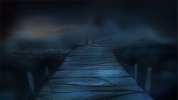  arrapso bridge fog highres horizon island lake lake_of_voices large_variant_set light_particles morning no_humans non-web_source official_art outdoors scenery self-datamine sunrise variant_set 