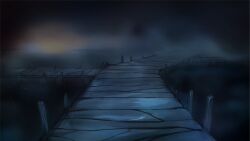  arrapso bridge fog highres horizon lake lake_of_voices large_variant_set light_particles morning no_humans non-web_source official_art outdoors scenery self-datamine sunrise variant_set 