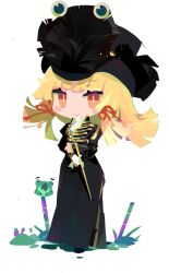  1girl alternate_costume artist_request black_coat black_hat blonde_hair blush closed_mouth coat frog full_body game_cg gloves hair_ribbon hat highres long_sleeves looking_at_viewer moriya_suwako non-web_source official_art orange_eyes orange_ribbon ribbon self-datamine single_glove smile solo tohotopia touhou transparent_background white_gloves 