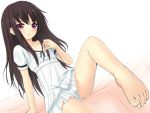  :o bare_legs barefoot black_hair blush feet flat_chest long_hair original panties pantyshot pink_eyes sitting solo tanakahazime underwear white_panties 