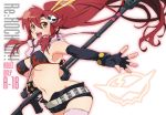  anti-materiel_rifle bikini_top breasts fingerless_gloves gloves gun hair_ornament large_breasts long_hair navel ponytail red_hair redhead rifle scarf short_shorts shorts skull_hair_ornament sniper_rifle solo suika_soda tengen_toppa_gurren_lagann thigh-highs thighhighs underboob weapon yellow_eyes yoko_littner 