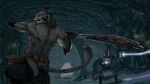  animal_ears aqua_eyes armor axe battle belt bow cat_ears cave furry gauntlets hood khajiit kyatune lightning magic pouch robe shirtless tail the_elder_scrolls the_elder_scrolls_v:_skyrim weapon 