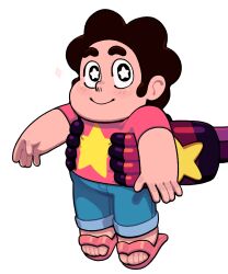  1boy 1girl afro blush child closed_mouth commentary denim discount-supervillain english_commentary garnet_(steven_universe) gem_(steven_universe) jeans male_focus pants shirt smile star-shaped_pupils star_(symbol) steven_quartz_universe steven_universe symbol-shaped_pupils t-shirt toon_(style) 