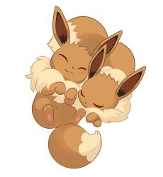  animal_focus brown_fur closed_eyes closed_mouth eevee fluffy full_body highres june_buns lying neck_fur no_humans on_back pawpads pokemon pokemon_(creature) pokemon_focus simple_background sleeping white_background yellow_fur 