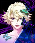  bare_shoulders blonde_hair butterfly hachisuka-ren ivan_karelin japanese_clothes lips male purple_eyes short_hair solo tiger_&amp;_bunny violet_eyes 