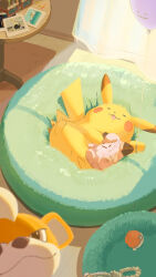  ._. artist_request character_doll clefairy cuddling curtains ditto doll fat_pikachu fluffy growlithe highres looking_at_viewer no_humans orange_fur pet_bed photo_(object) pikachu poke_ball poke_ball_(basic) pokemon pokemon_(creature) pokemon_day pokemon_focus pokemon_presents slice_of_life solid_circle_eyes tagme transformed_ditto wind 