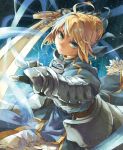  armor armored_dress blonde_hair dain excalibur fate/stay_night fate/zero fate_(series) galaxy green_eyes saber solo sword touhou weapon 
