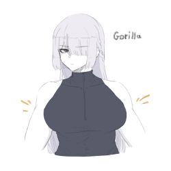  1girl ak-15_(girls'_frontline) breasts girls_frontline hair_over_one_eye long_hair muscular muscular_female sleeveless user074519 violet_eyes white_background white_hair 