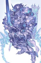  1other armor cuirass cuisses full_armor gauntlets greaves helm helmet highres holding holding_sword holding_weapon knight nameno92372763 original plate_armor shoulder_armor solo sword weapon 