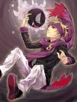  1boy blonde_hair gastly headband ichi_kawa_ichi male matsuba_(pokemon) pokemon pokemon_(creature) pokemon_(game) pokemon_gsc pokemon_hgss purple_eyes scarf sweater violet_eyes 