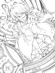  :q bad_id blindfold from_above highres instrument kaito keyboard_(instrument) lineart male monochrome scarf smile solanin_(konomikann) solo tongue vocaloid 