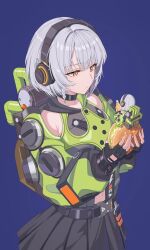 1girl anby_demara burger hamburger short_hair toy zenless_zone_zero