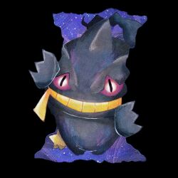 banette colored_sclera commentary_request evil_smile floating fukyo highres looking_at_viewer no_humans pokemon pokemon_(creature) pokemon_focus pokemon_rse purple_sclera smile star_(sky) stuffed_toy tail zipper zipper_pull_tab 